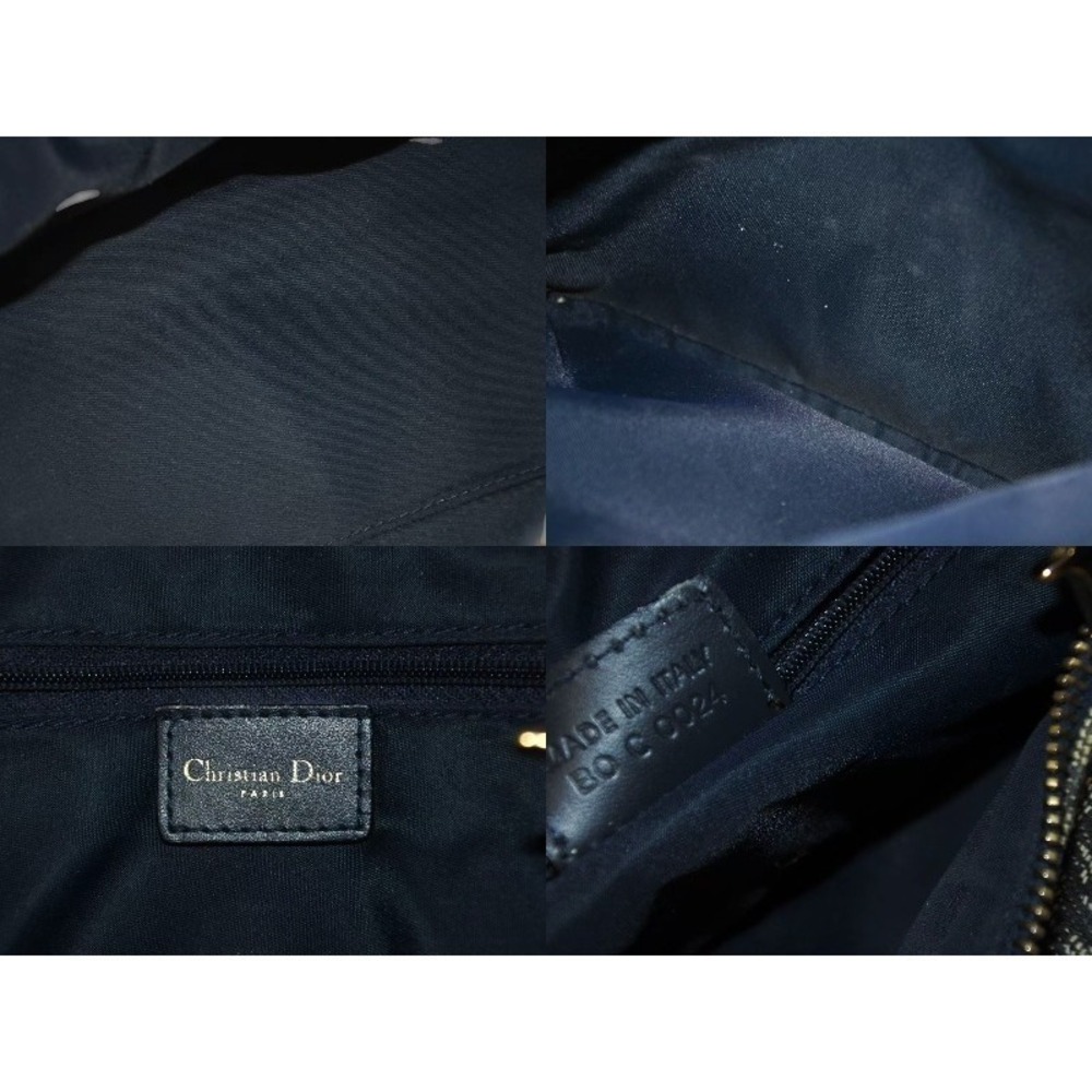 Dior Navy Handbag Trotter Leather Christian Blue Canvas - Picture 8 of 8
